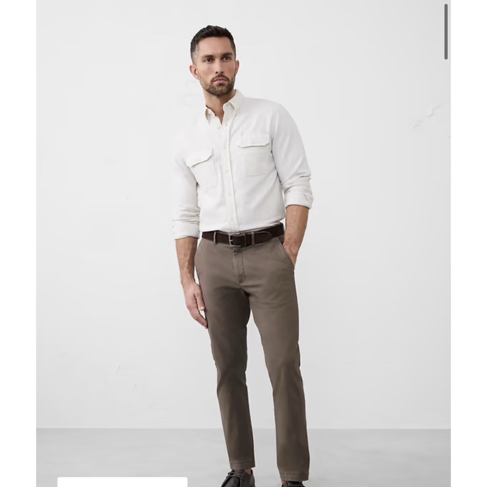 Banana Republic Slim Lived-In Chino Pant Light Coffee Bean Tan Brown 38 X 36